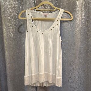 Juicy Couture -White Fringe Tank Top with fringe and studs- Xs